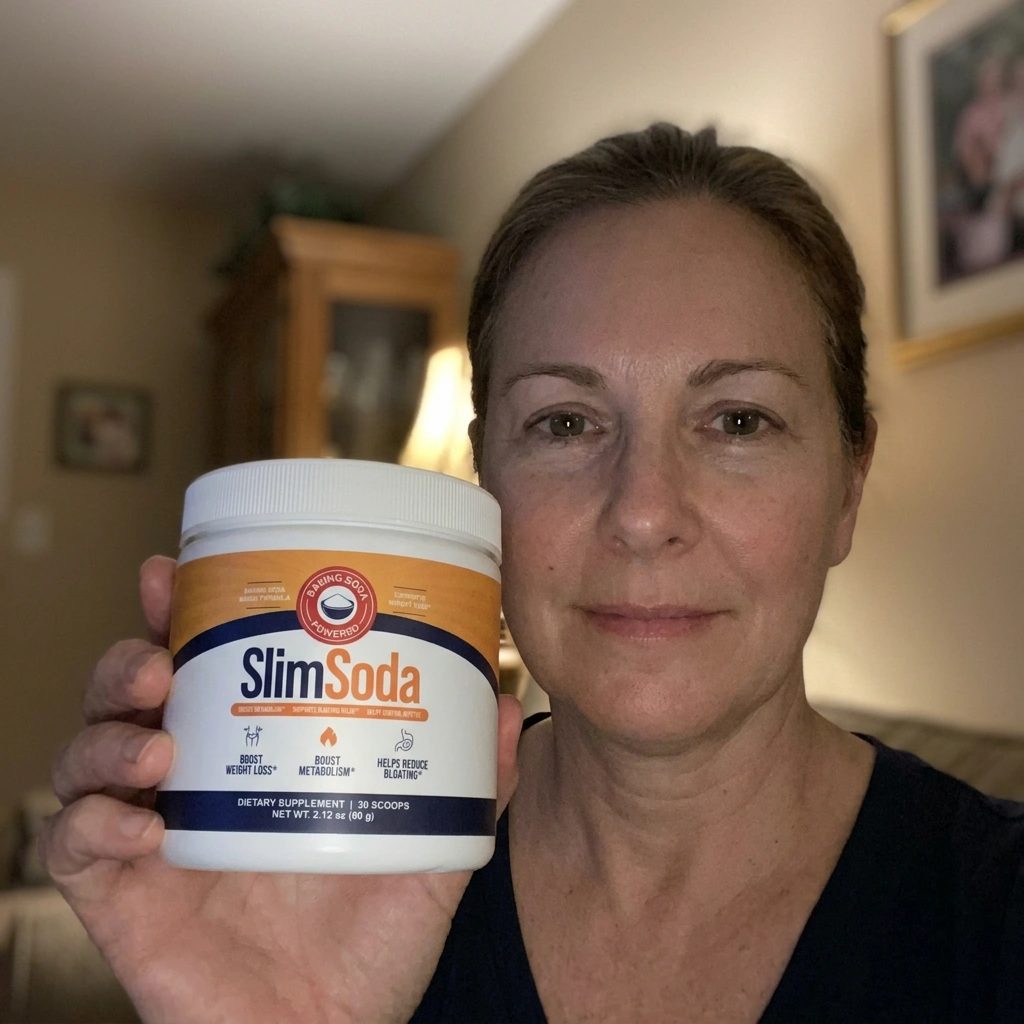 Verified buyer holding SlimSoda Powder